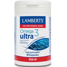 LAMBERTS Omega 3 Ultra Pure Fish Oil 1300mg Συμπλήρωμα Ιχθυελαίων για Καρδιά, Αρθρώσεις, Δέρμα & Εγκέφαλο 60 Capsules