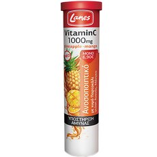 LANES Vitamin C 1000mg με Γεύση Μάνγκο & Ανανά, 20 Αναβράζοντα Δισκία