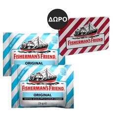  FISHERMAN'S FRIEND 1+1 Original Ευκάλυπτος & Μέντα Καραμέλες για τον Ερεθισμένο Λαιμό & (Χωρίς Ζάχαρη) 25gr + ΔΩΡΟ Μεταλλικό Κουτί Αποθήκευσης, fig. 1 