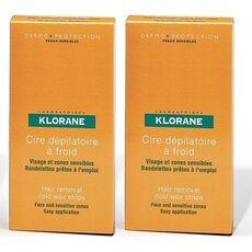  KLORANE Promo Pack Cold Wax Hair Removal Strips with Sweet Almond Ταινίες Αποτρίχωσης με Κερί για Πόδια, 6 Ταινίες (1+1), fig. 1 