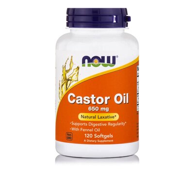 NOW FOODS Castor Oil 650mg w/ Fennel Oil 10mg 120 softgels