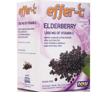 NOW FOODS Effer-C Elderberry (Iodine free- Sugar free) Vegeterian Αναβράζον Συμπλήρωμα Διατροφής 30packs