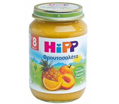 HiPP Φρουτοσαλάτα με Μήλο, Ροδάκινο, Ανανά και Πορτοκάλι μετά τον 8ο μήνα 190γρ