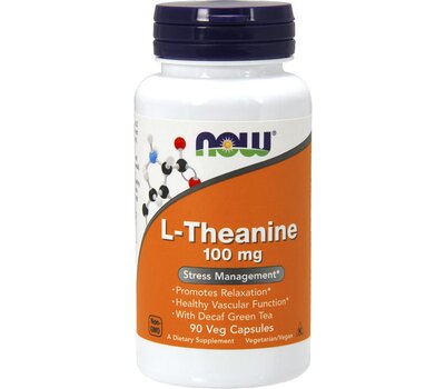 NOW FOODS L-Theanine 100mg w/ Green Tea 90Vcaps