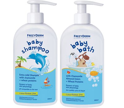 FREZYDERM Πακέτο Προσφοράς Baby Bath 300ml + Baby Shampoo 300ml