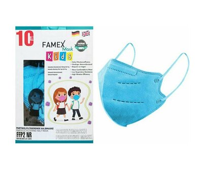  FAMEX Mask Kids Παιδικές Μάσκες Προστασίας μιας Χρήσης FFP2 NR Blue 10 Τεμάχια, fig. 1 