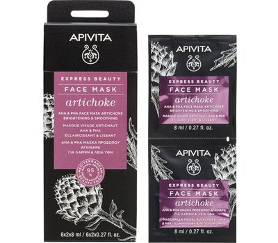  APIVITA Express Beauty Face Mask Artichoke AHA & PHA Μάσκα Προσώπου με Aγκινάρα για Λάμψη & Λεία Υφή 2x8ml., fig. 1 