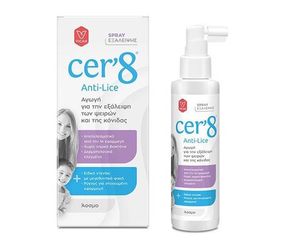  CER'8 Anti Lice Spray Αγωγή Εξάλειψης των Ψειρών και της Κόνιδας, Άοσμο Σπρέι, 125ml, fig. 1 