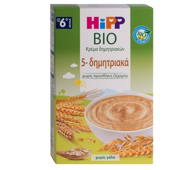  HIPP Bio Κρέμα 5-Δημητριακών 6m+ Χωρίς Ζάχαρη 200gr, fig. 1 