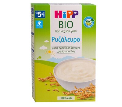  HIPP Bio Κρέμα Ρυζάλευρο Χωρίς Γάλα Από Τον 4ο Μήνα 200gr, fig. 1 