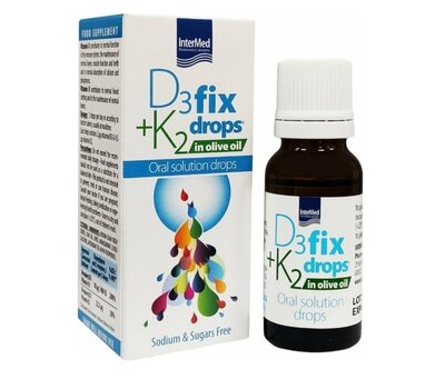  INTERMED Vitamin  D3+K2 Fix in Olive Oil Oral Drops Συμπλήρωμα Διατροφής για το Ανοσοποιητικό σε Υγρή Μορφή 12ml, fig. 1 