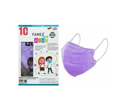  FAMEX Mask Kids Παιδικές Μάσκες Προστασίας μιας Χρήσης FFP2 NR Lilac 10 Τεμάχια, fig. 1 