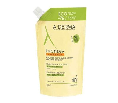  A-DERMA Exomega Control Emollient Shower Oil Refill, 500ml, fig. 1 