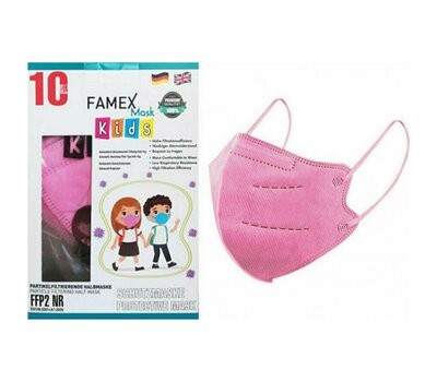  FAMEX Mask Kids Παιδικές Μάσκες Προστασίας μιας Χρήσης FFP2 NR Pink 10 Τεμάχια, fig. 1 