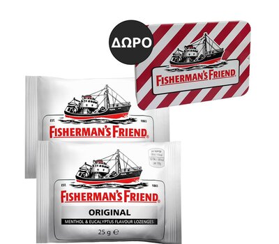  FISHERMAN'S FRIEND 1+1 Original Μέντα & Ευκάλυπτος για το Βήχα & τον Ερεθισμένο Λαιμό 25gr + ΔΩΡΟ Μεταλλικό Κουτί Αποθήκευσης, fig. 1 