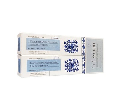  KORRES Gift Pack 1+1 Οδοντόκρεμα Ολικής Προστασίας  Δυόσμο & Lime, 2x75ml, fig. 1 