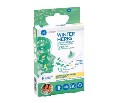  MEDISEI Winter Herbs Αρωματικό Επίθεμα για την Αναπνοή με Ευκάλυπτο & Μέντα 6Τμχ., fig. 1 