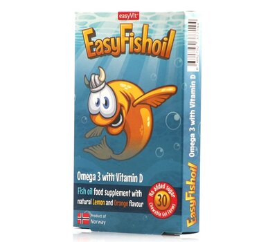  POWER HEALTH EasyVit Easyfishoil Συμπλήρωμα Διατροφής με Ωμέγα 3 & Βιταμίνη D3 Πορτοκάλι-Λεμόνι 30 ζελεδάκια, fig. 1 