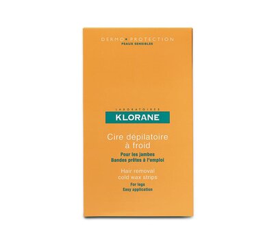  KLORANE Cold Wax Hair Removal Strips with Sweet Almond Ταινίες Αποτρίχωσης με Κερί για Πόδια, 6 Ταινίες, fig. 1 