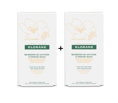  KLORANE Promo Pack Cold Wax Small Strips with Sweet Almond Ταινίες Αποτρίχωσης με Κερί για Πρόσωπο & Ευαίσθητες Περιοχές, 6τεμ (1+1), fig. 1 