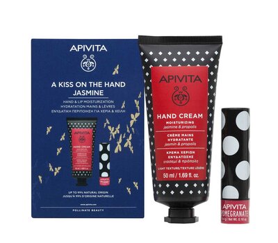  APIVITA Promo A Kiss On The Hand Jasmine Κρέμα Χεριών Ενυδάτωσης 50ml & Lipcare Με Ρόδι 4,4gr., fig. 1 