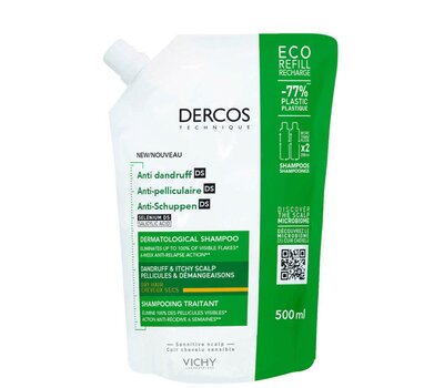  VICHY Dercos Anti-dandruff DS Σαμπουάν κατά της πιτυρίδας για Ξηρά μαλλιά Refill, 500ml, fig. 1 
