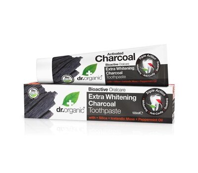  DR.ORGANIC Extra Whitening Charcoal Toothpaste Οδοντόκρεμα με Ενεργό Άνθρακα & Φθόριο, 100ml, fig. 1 