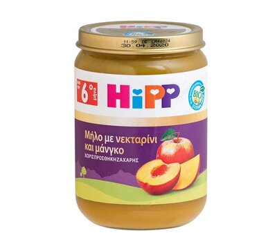  HIPP Bio Φρουτόκρεμα Βιολογικής Καλλιέργειας με Μήλο, Νεκταρίνι & Μάνγκο, 190gr Από τον 6ο μήνα, fig. 1 