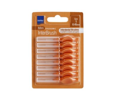  INTERMED Ergonomic Mini Μεσοδόντια Βουρτσάκια με Λαβή Size 1 - 0.45mm Πορτοκαλί, 8τμχ, fig. 1 