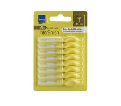  INTERMED Ergonomic Mini Μεσοδόντια Βουρτσάκια με Λαβή Size 4 - 0.7mm Κίτρινο, 8τμχ, fig. 1 