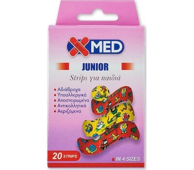  MEDISEI X-MED Junior Strips, 4 Μεγέθη, Παιδικά, Υποαλλεργικά, Αδιάβροχα, 20 τεμάχια, fig. 1 
