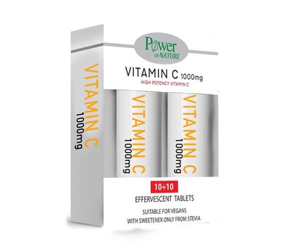  POWER HEALTH 1+1 Vitamin C 1000mg Stevia 10s + & ΔΩΡΟ Vitamin C 1000mg με Στέβια 10s, fig. 1 