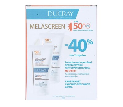  DUCRAY Promo (-40%) Melascreen Protective Anti-spot Fluid SPF50+ Light Cream Λεπτόρρευστη Αντηλιακή Κρέμα κατά των Κηλίδων για Κανονικό & Μικτό Δέρμα, 2x50ml, fig. 1 