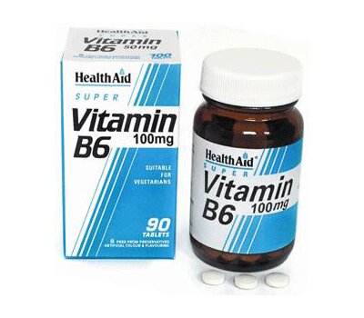  HEALTH AID Vitamin B6 (Pyridoxine HCl) 100mg 90TAbs, fig. 1 