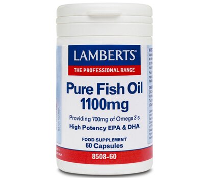 LAMBERTS Pure Fish Oil 1100mg Συμπλήρωμα Ιχθυελαίων για Καρδιά, Αρθρώσεις, Δέρμα & Εγκέφαλο 60 Capsules