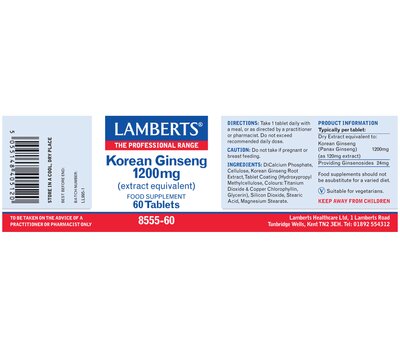  LAMBERTS Korean Ginseng (Panax Ginseng) 1200mg 60Tabs, fig. 2 