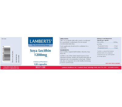  LAMBERTS Soya Lecithin Capsules 1200mg Λεκιθίνη 120Caps, fig. 2 