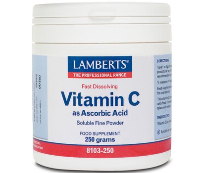 LAMBERTS Vitamin C as Ascorbic Acid Βιταμίνη ως Άσκορβικό Όξυ Σκόνη 250gr