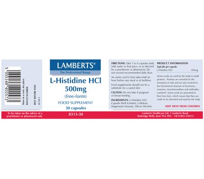  LAMBERTS L-Histidine HCI 500mg 30Caps, fig. 2 