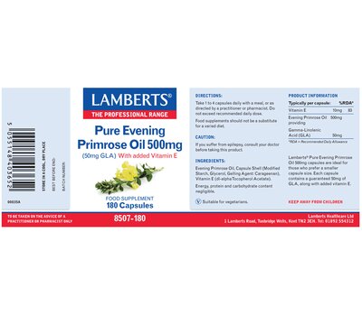  LAMBERTS Pure Evening Primrose Oil 500mg (GLA) 180Caps, fig. 2 