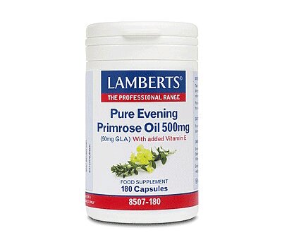 LAMBERTS Pure Evening Primrose Oil 500mg (Ωμέγα 6) Συμπλήρωμα με Γ-Λινολεϊκό οξύ (GLA) για Γυναίκες στην Εμμηνόπαυσης 180 Κάψουλες