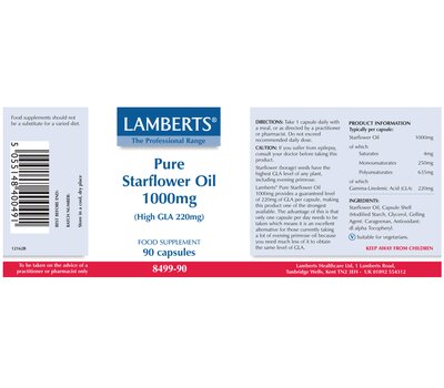  LAMBERTS Pure Starflower Oil 1000 mg (High GLA 220 mg) 90Caps, fig. 2 