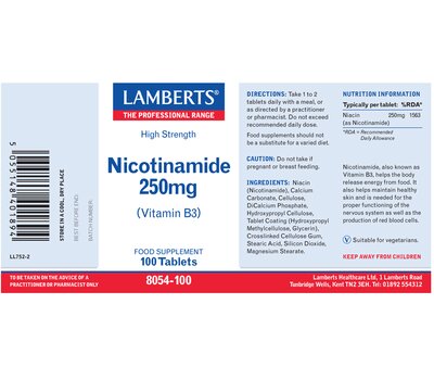  LAMBERTS Nicotinamide 250mg (B3) 100Tabs, fig. 2 