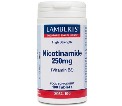 LAMBERTS Nicotinamide 250mg Βιταμίνη B3 (Νιασίνη) 100 Ταμπλετες