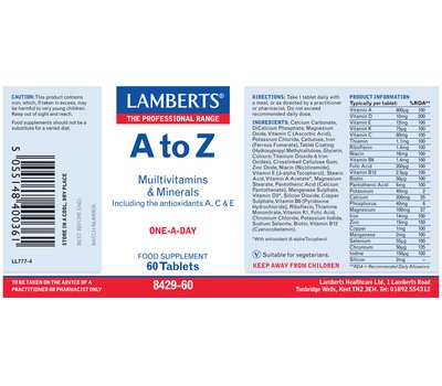  LAMBERTS A to Z Multivitamins Πολυβιταμίνη 60Tabs, fig. 2 